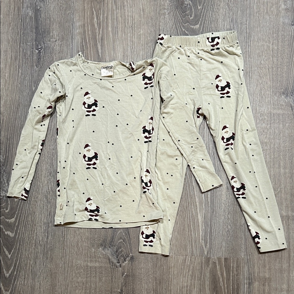 Cozy Cream Santa Kids Pajama Set